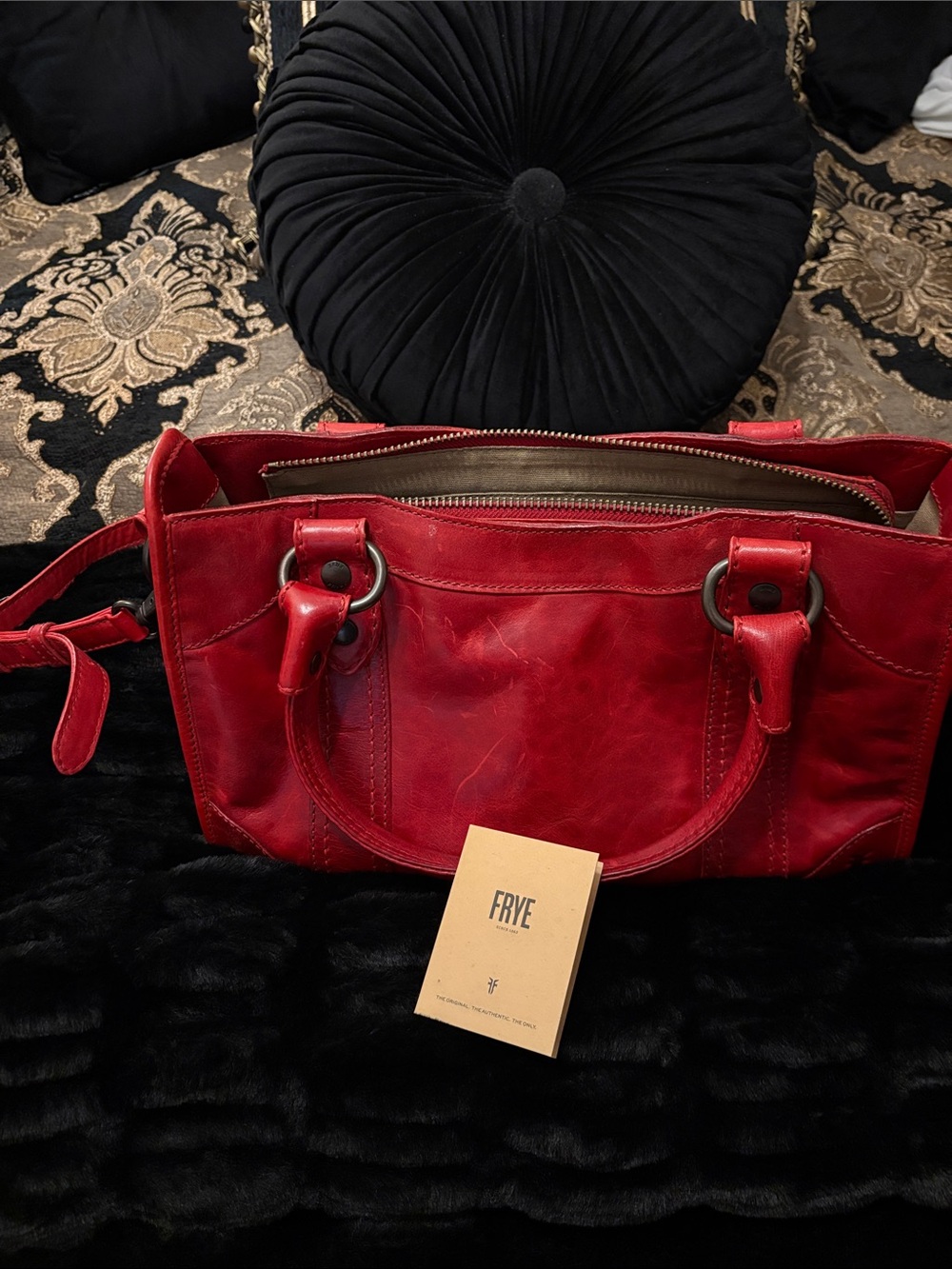 Frye Red Leather Satchel Shoulder Bag